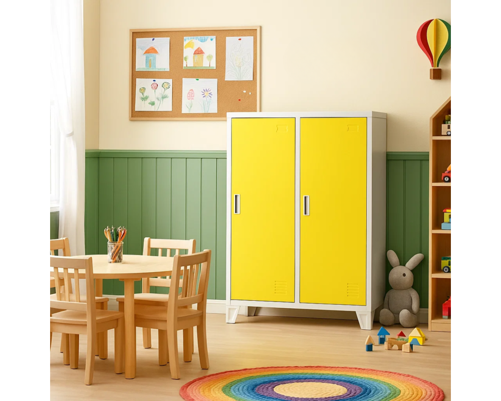 Метален шкаф Метален шкаф Carmen CR-1605-2 JZ - сив / жълт 3