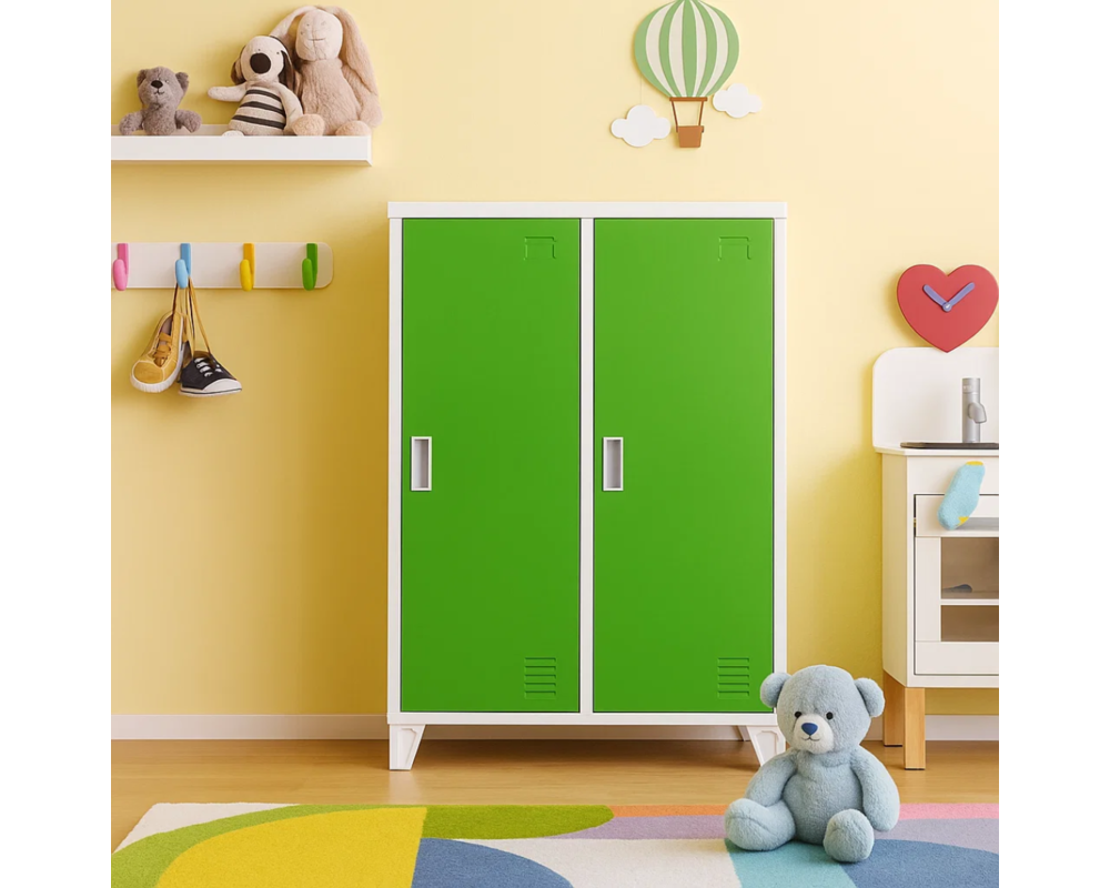 Метален шкаф Метален шкаф Carmen CR-1605-2 JZ - сив / зелен 3