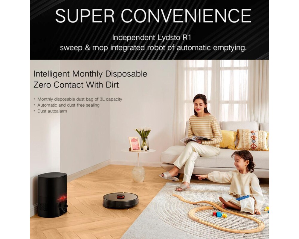 Смарт прахосмукачка Xiaomi LYDSTO R1 с автоматичен контейнер за отпадъци (черен) 2