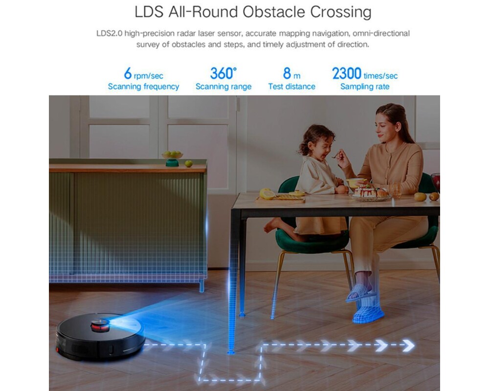 Смарт прахосмукачка Xiaomi LYDSTO R1 Pro с автоматичен контейнер за отпадъци (черен) 6