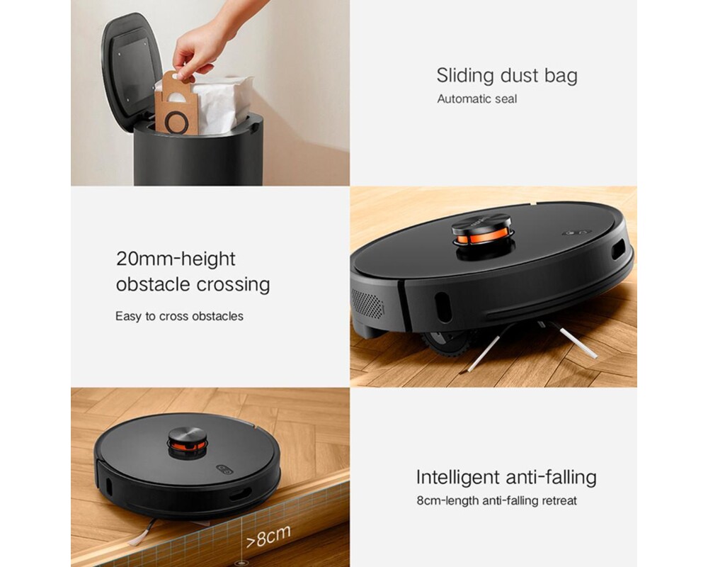 Смарт прахосмукачка Xiaomi LYDSTO R1 с автоматичен контейнер за отпадъци (черен) 4