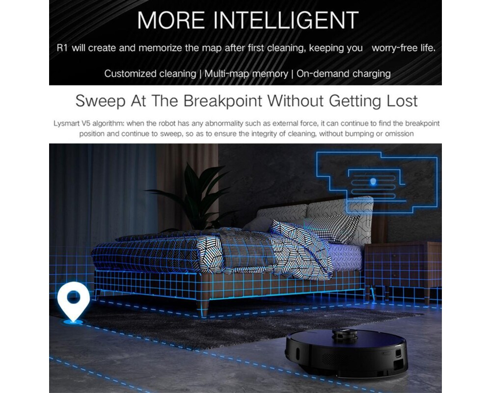 Смарт прахосмукачка Xiaomi LYDSTO R1 Pro с автоматичен контейнер за отпадъци (черен) 9