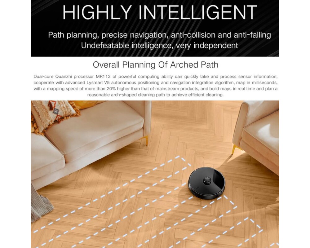 Смарт прахосмукачка Xiaomi LYDSTO R1 с автоматичен контейнер за отпадъци (черен) 5