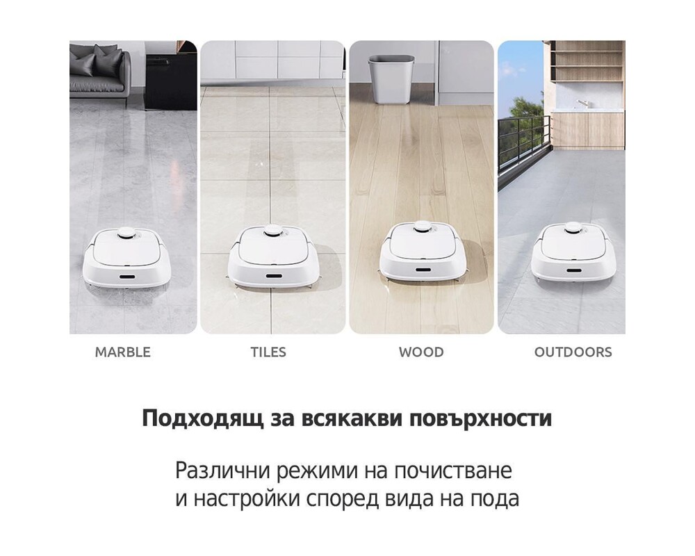 Смарт прахосмукачка Tecbot M1 и подомиячка със самопочистващ моп (бял) 9