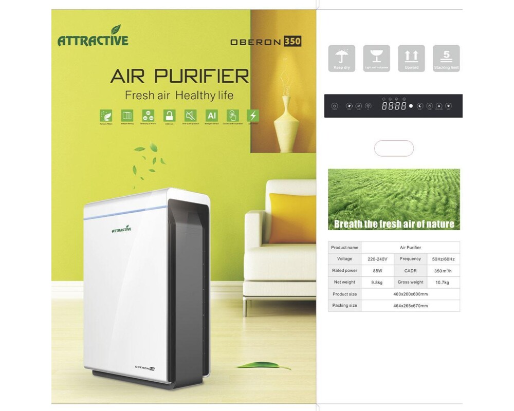 Пречиствател на въздух Attractive Oberon 350 WiFi (до 45-65 м2) - Пречиствател за въздух 2