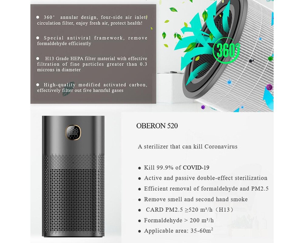 Пречиствател на въздух OBERON 520 WiFi (до 62 м2) - Пречиствател за въздух - бял 23