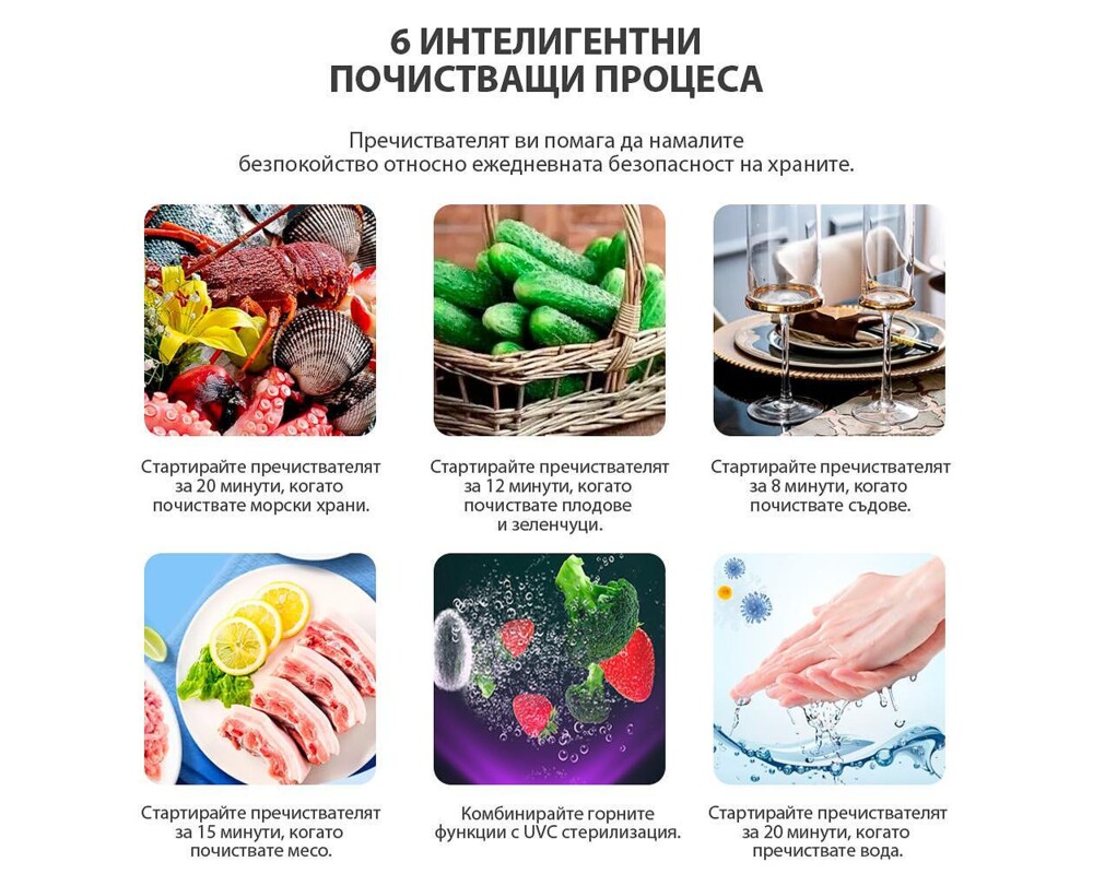 Уред за пречистване на храна Elixir за пречистване на плодове, зеленчуци, месо и други 8