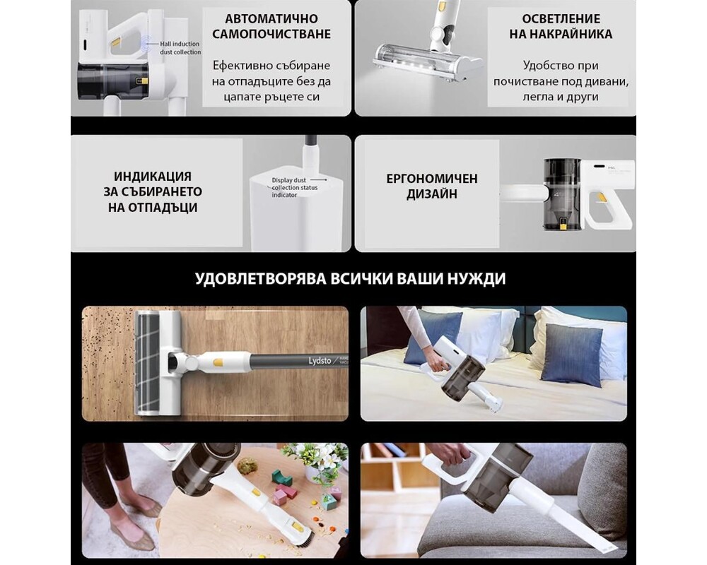 Прахосмукачка Xiaomi Lydsto H4 Безкабелна вертикална, самопочистване 4