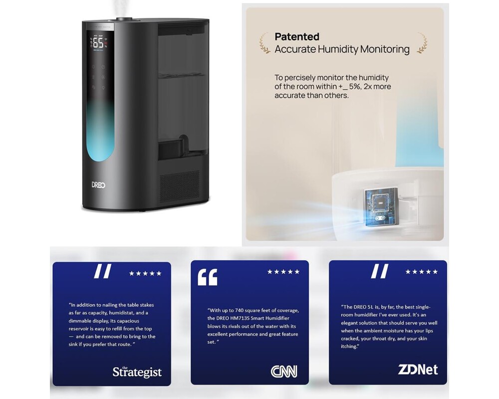 Овлажнител на въздуха Ултразвуков овлажнител с топла и студена струя DREO 813S 10