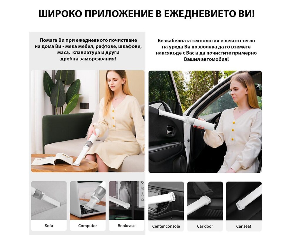 Прахосмукачка Безкабелна ръчна прахосмукачка с приставки Xiaomi Lydsto H2 Edge 3