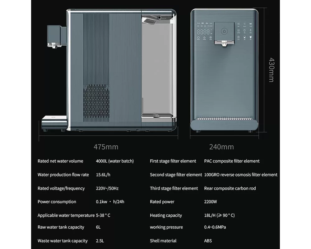 Пречиствател за вода Диспенсър за пречистване, затопляне и охлаждане на вода с многостепенна филтрация ELIXIR Pro Plus 10