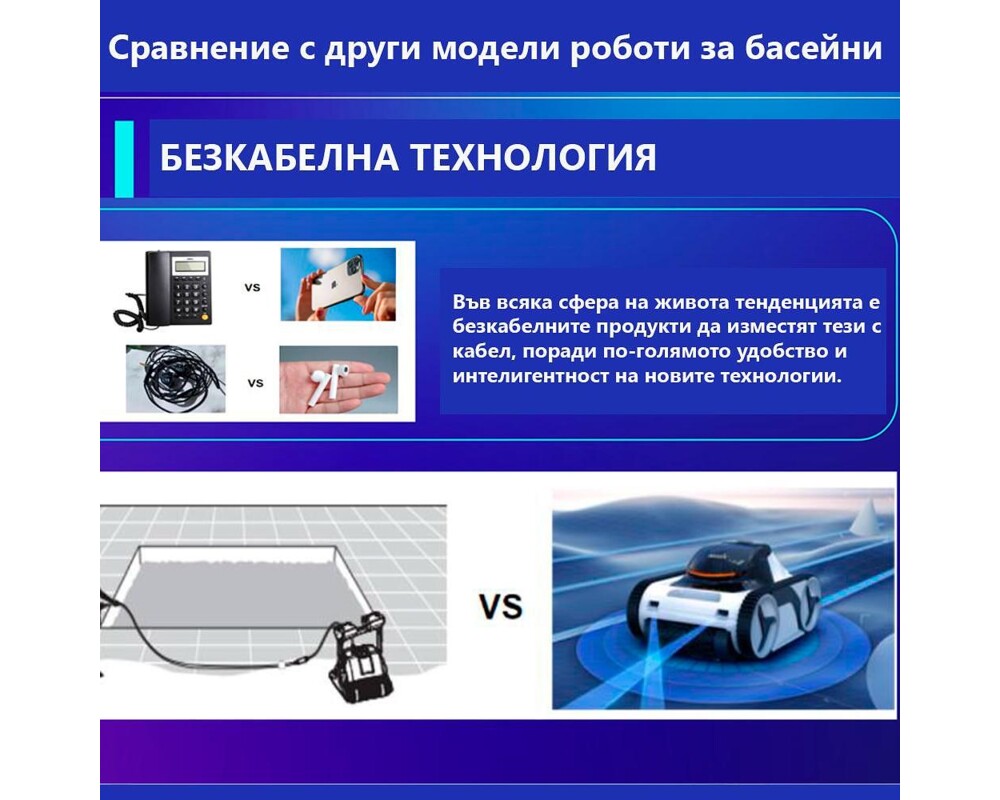 Робот за басейн Безкабелен робот за басейн X-Warrior X60 (за басейни с дължина до 20 м, до 6 часа работа) 9 Робот за басейн Безкабелен робот за басейн X-Warrior X60 (за басейни с дължина до 20 м, до 6 часа работа) 9