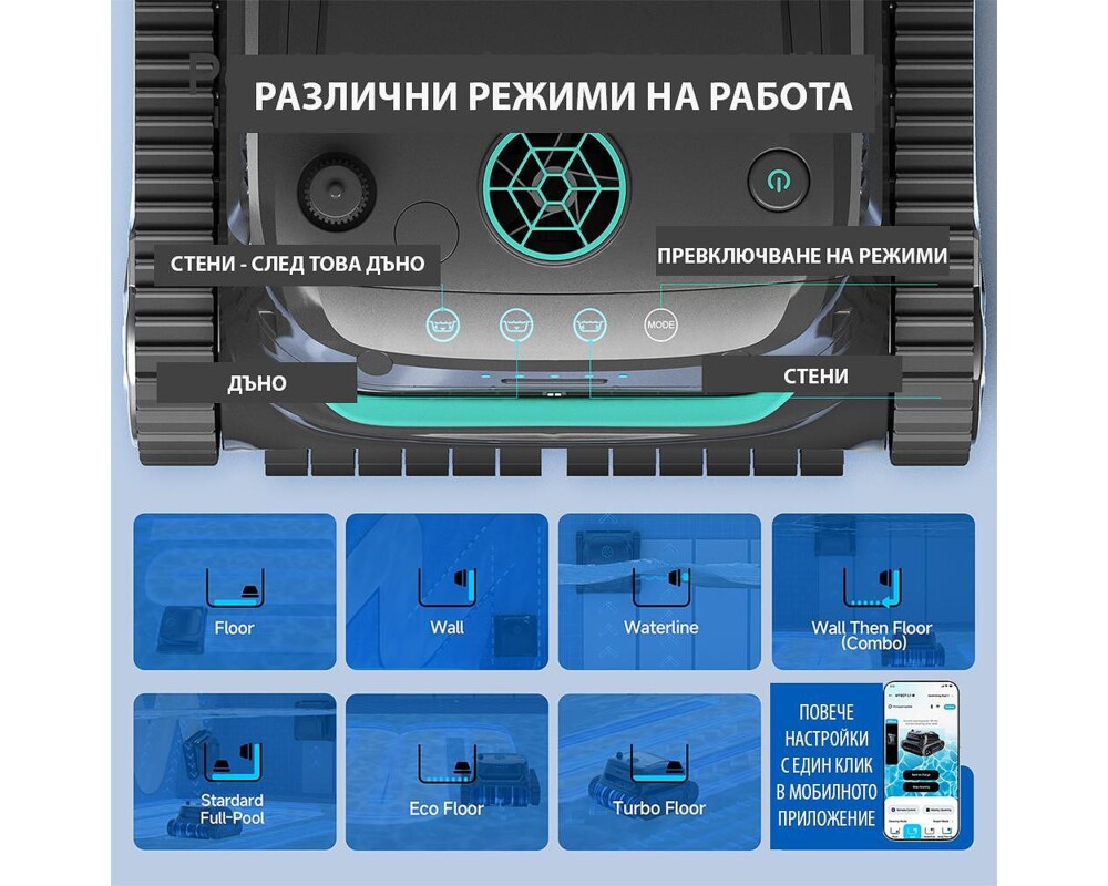 Робот за басейн Безкабелен робот за басейни Wybot S2 5 Робот за басейн Безкабелен робот за басейни Wybot S2 5