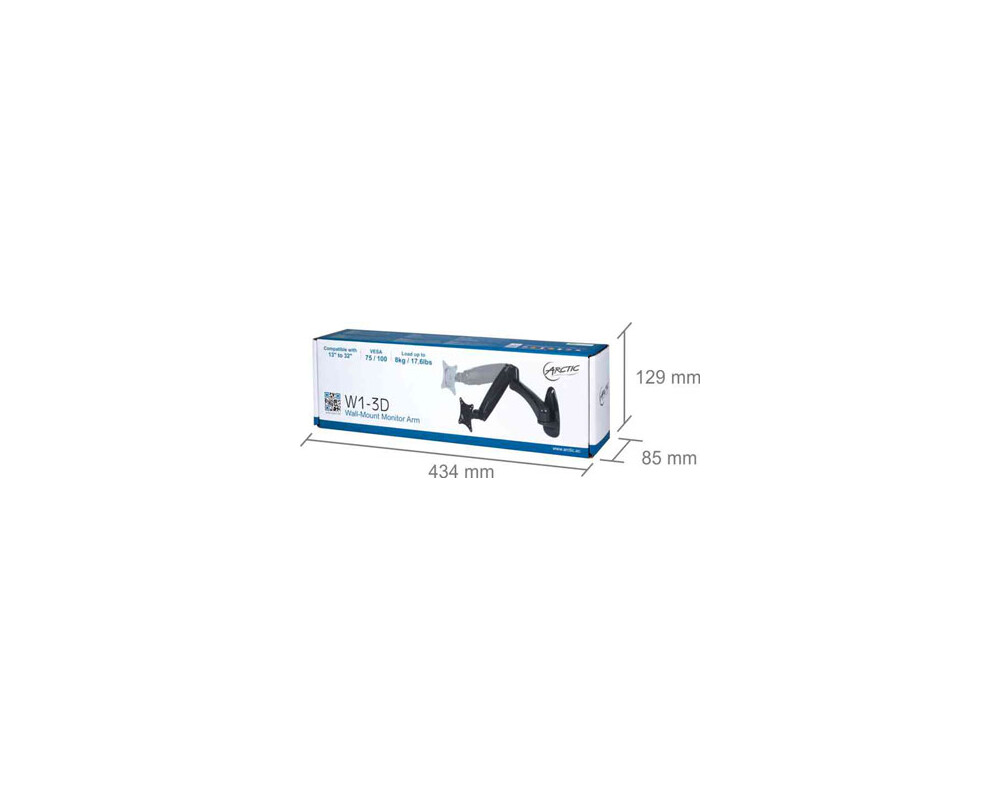 Стойка ARCTIC W1-3D, За стена, 13" - 38" 26