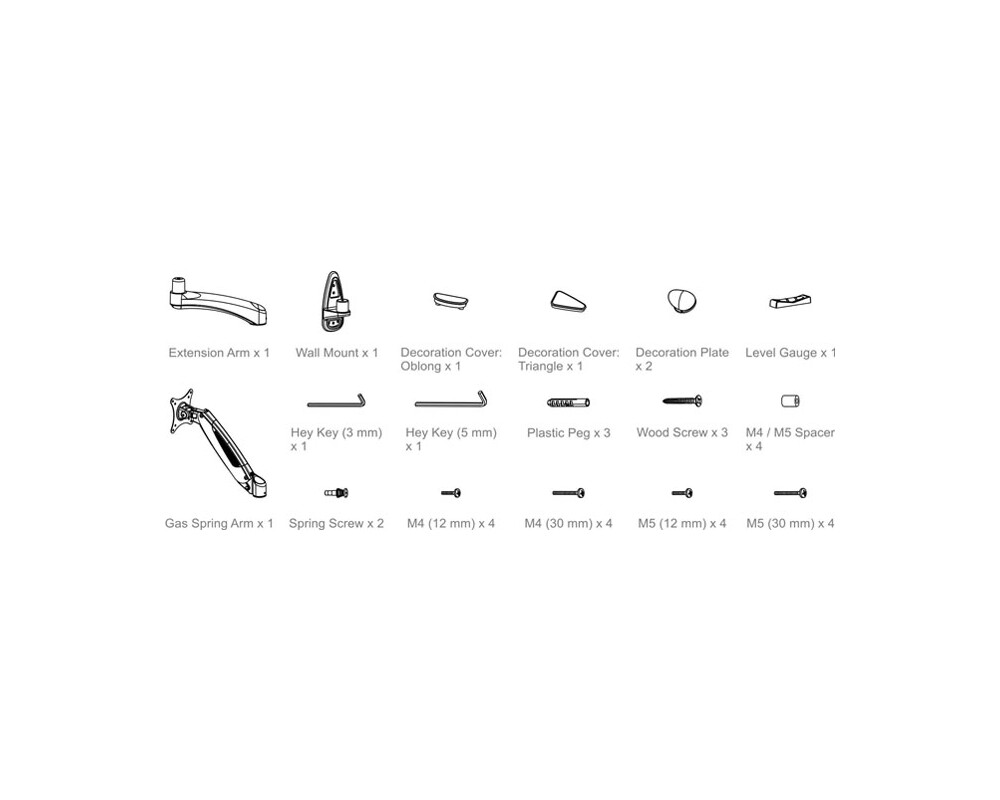 Стойка ARCTIC W1-3D, За стена, 13" - 38" 27