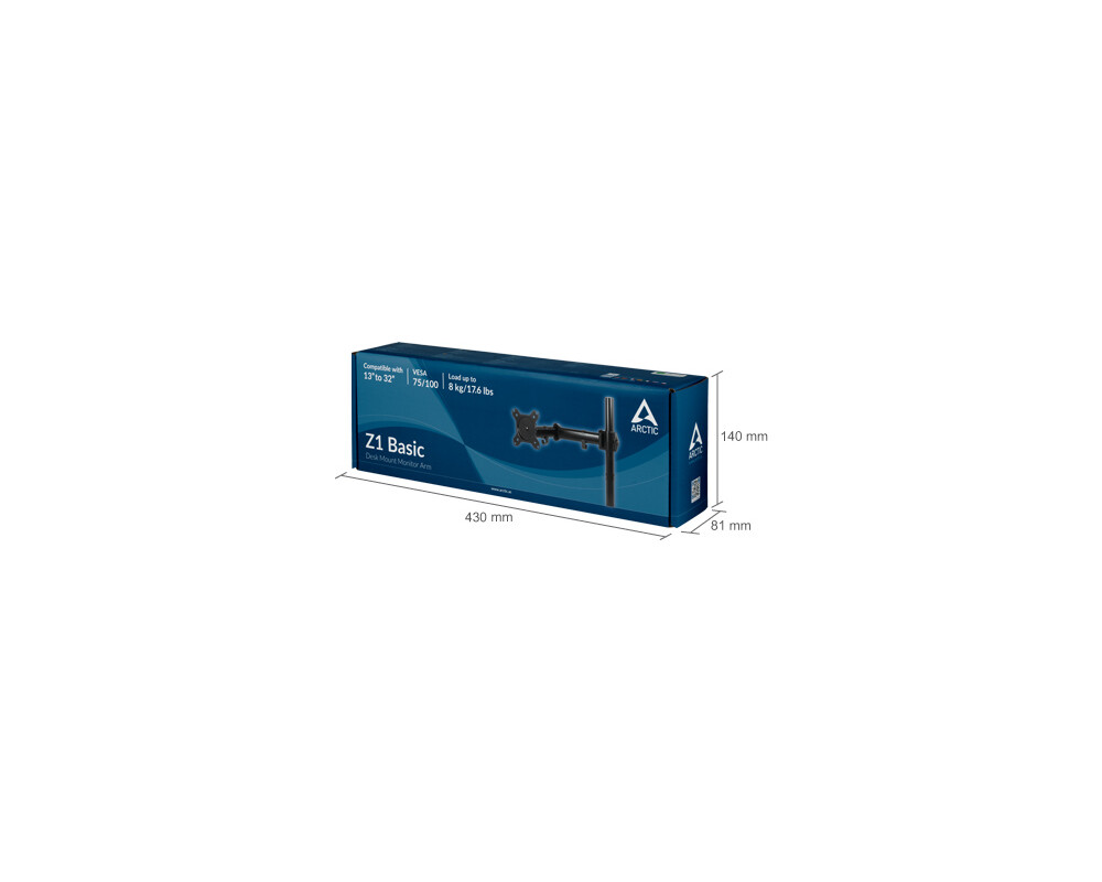 Стойка ARCTIC Z1 Basic, Регулируема, 13"-38", 15 кг, Черен 21