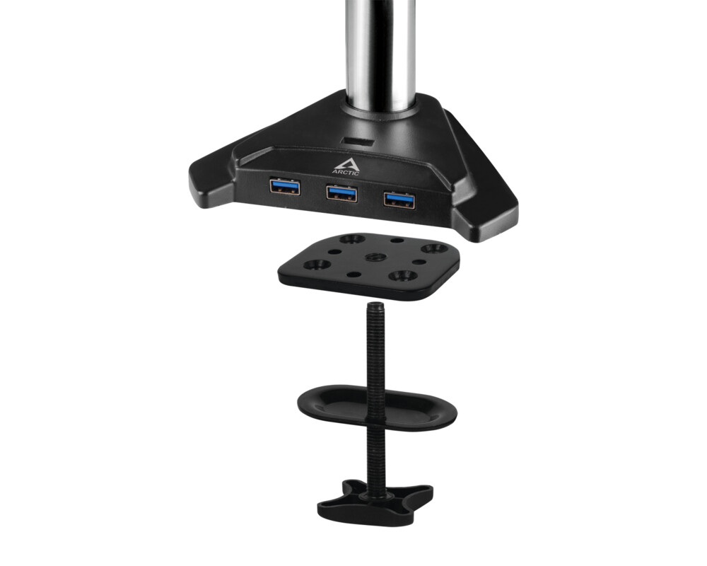 Стойка за 3 монитора ARCTIC Z3 Pro (Gen 3), за бюро, USB 3.2 Gen 1 хъб, Черна 18