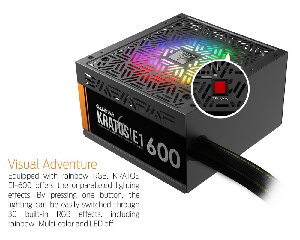 Захранване Gamdias 600W Addressable RGB - KRATOS E1... 4