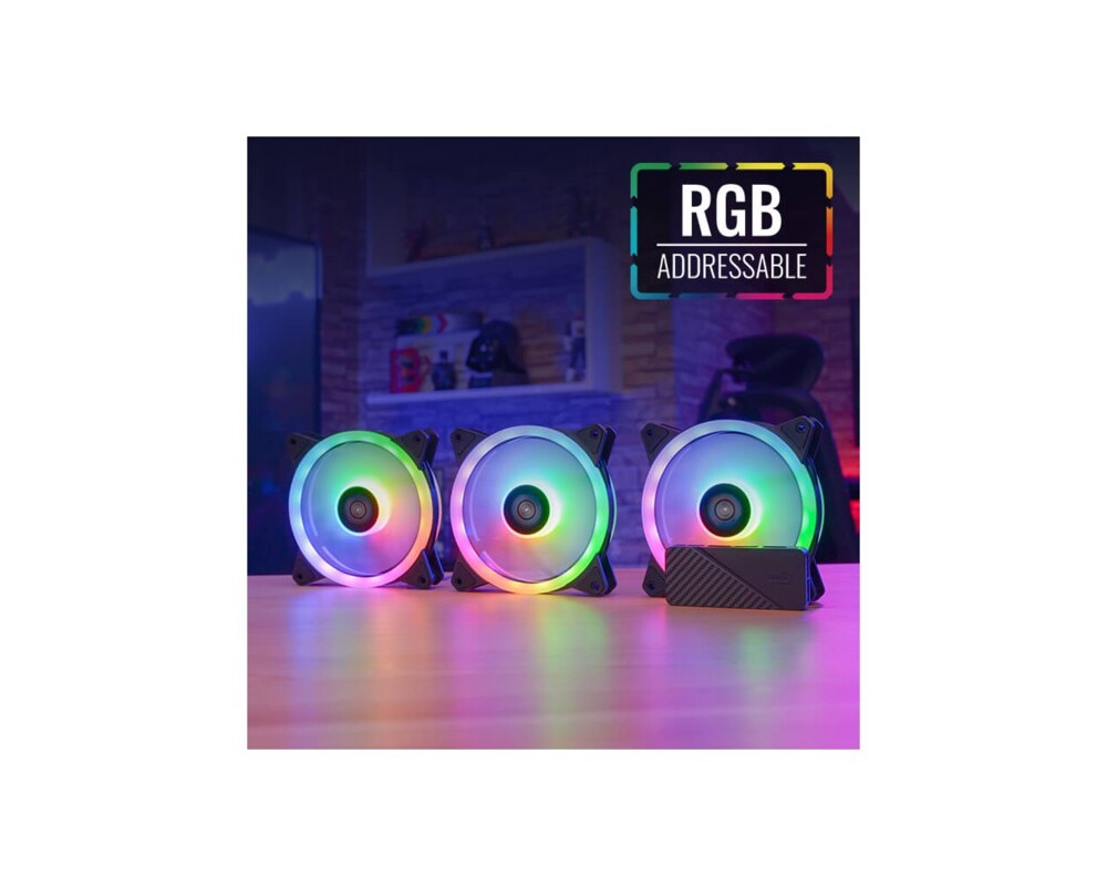 Вентилатор AeroCool комплект вентилатори Pack 3-in-1 3x120mm - DUO 12 Pro - Addressable RGB with Hub 2