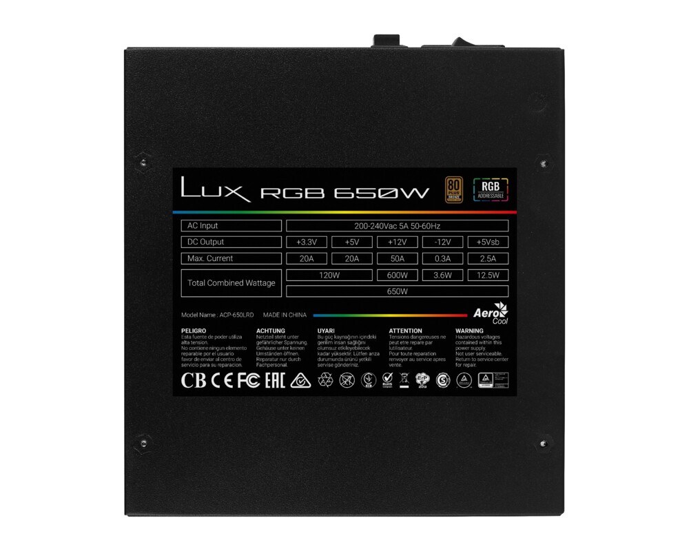 Захранване AeroCool LUX RGB 650W - Bronze 2