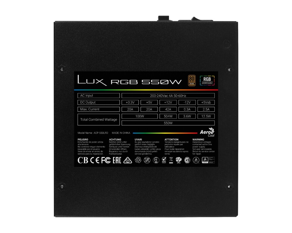 Захранване AeroCool LUX RGB 550W - Bronze 2