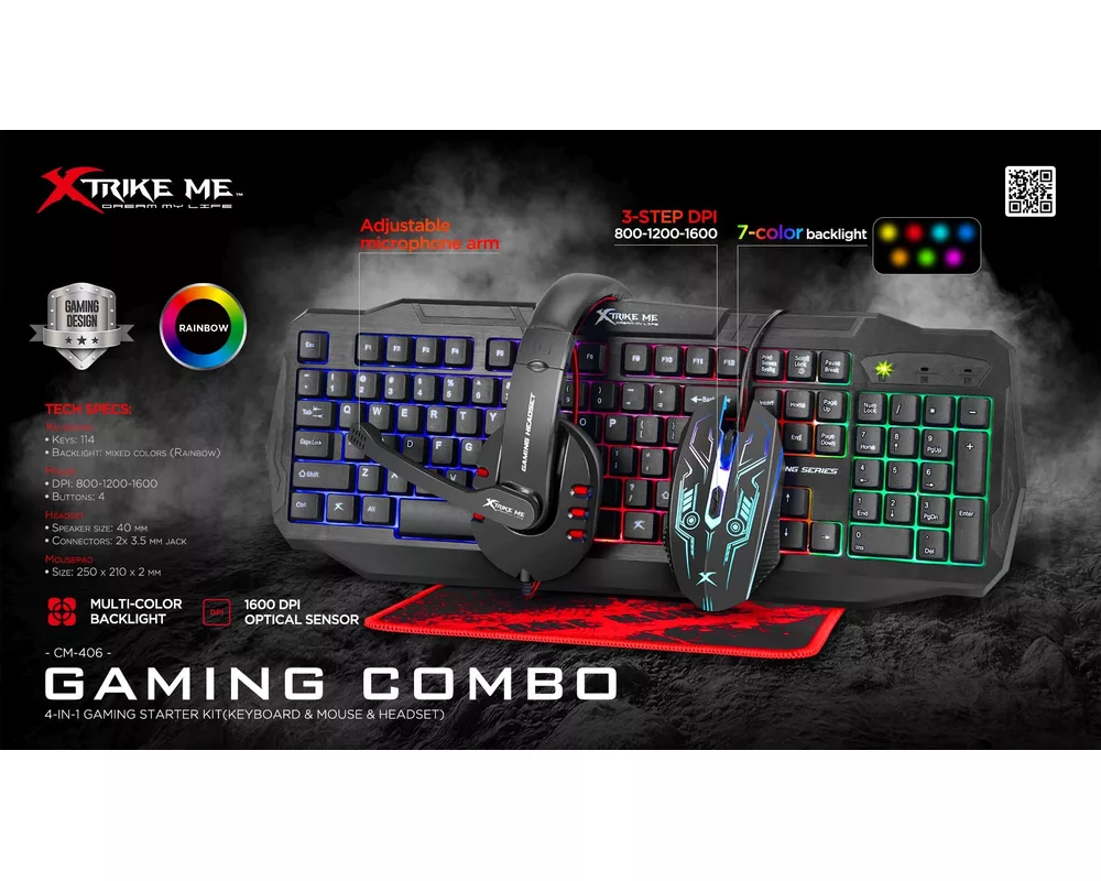 Клавиатура Xtrike ME Геймърски комплект Gaming COMBO CM-406 - Keyboard 6