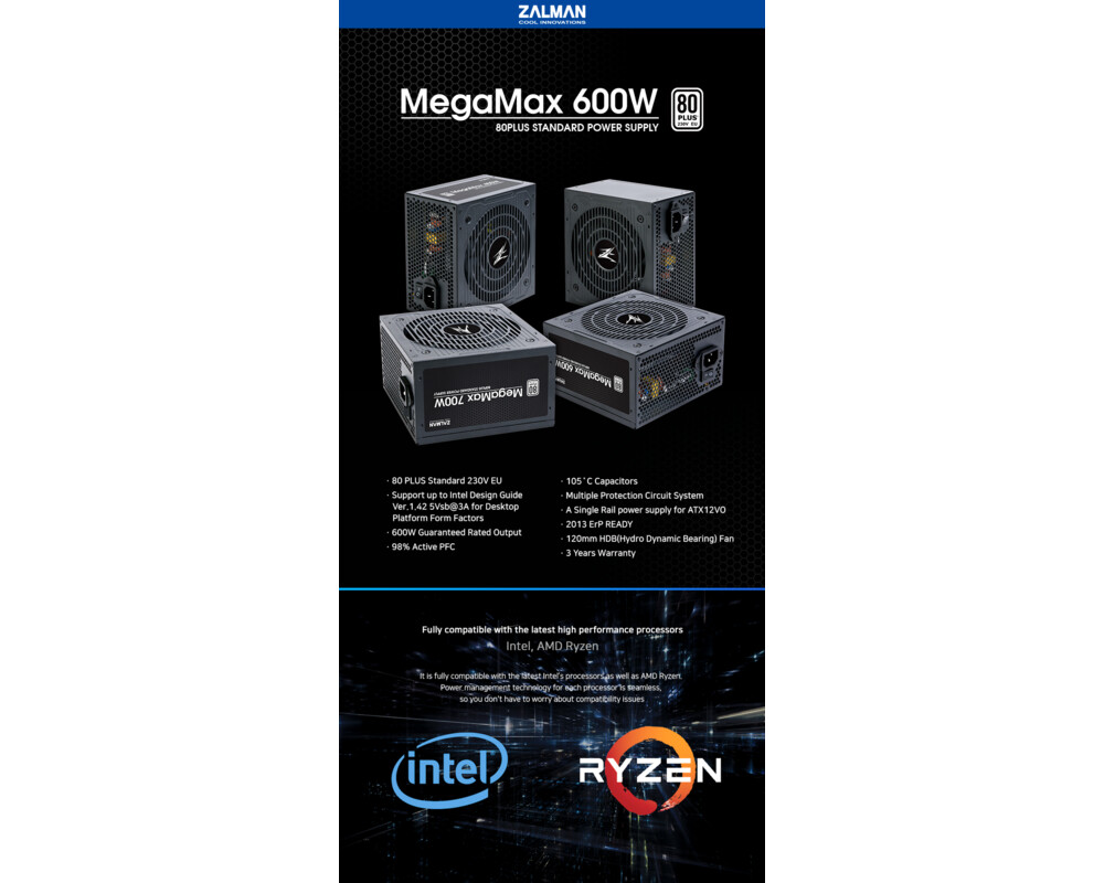 Захранване Zalman MegaMax 600W 80+ ZM600-TXII 8