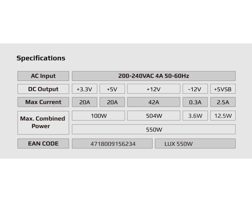 Захранване AeroCool LUX-550W Bronze - ACPB-LD55AEC.... 6