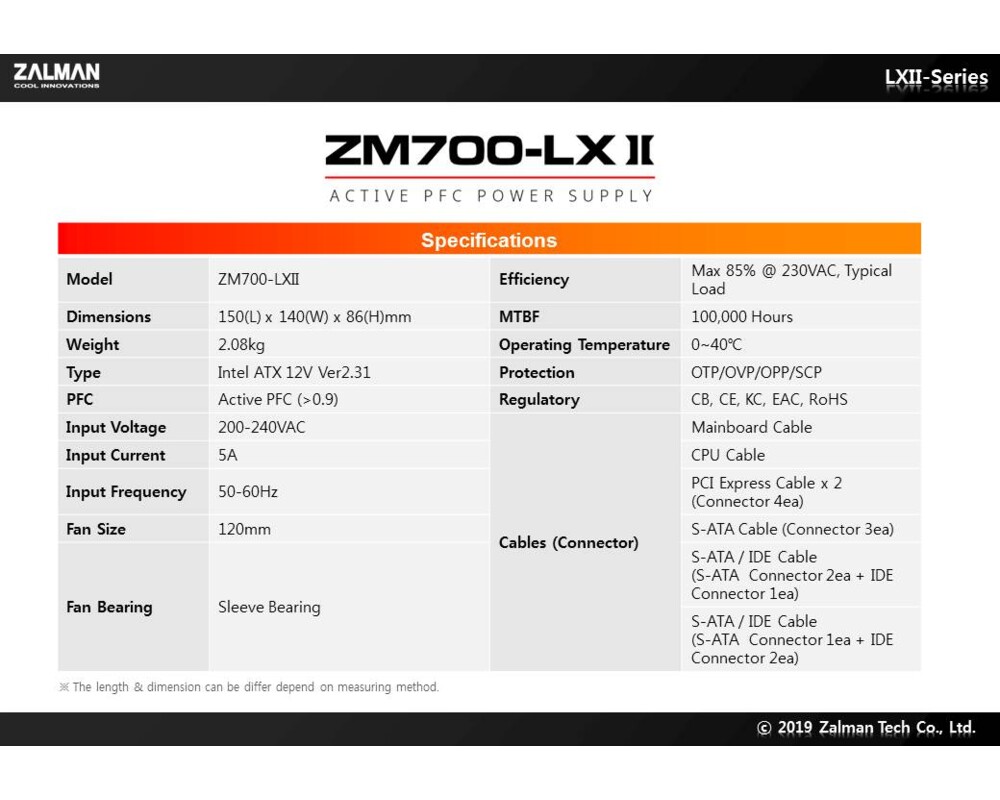 Захранване Zalman 700W APFC ZM700-LXII 8