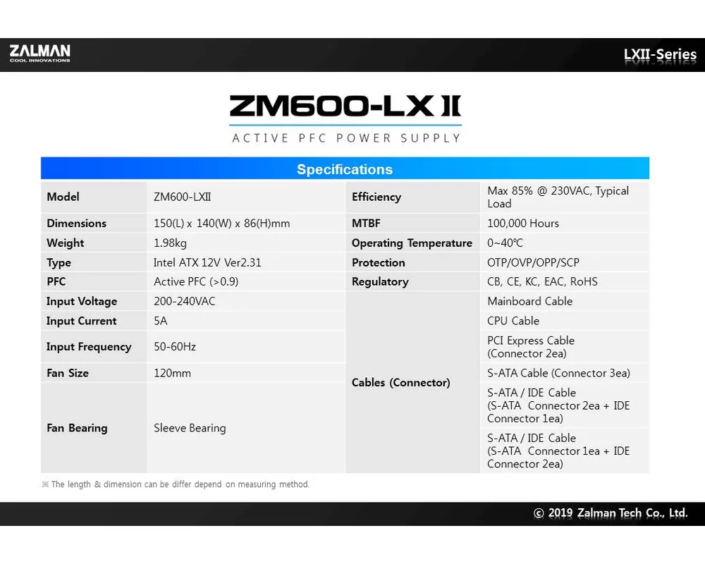 Захранване Zalman 600W APFC ZM600-LXII 8