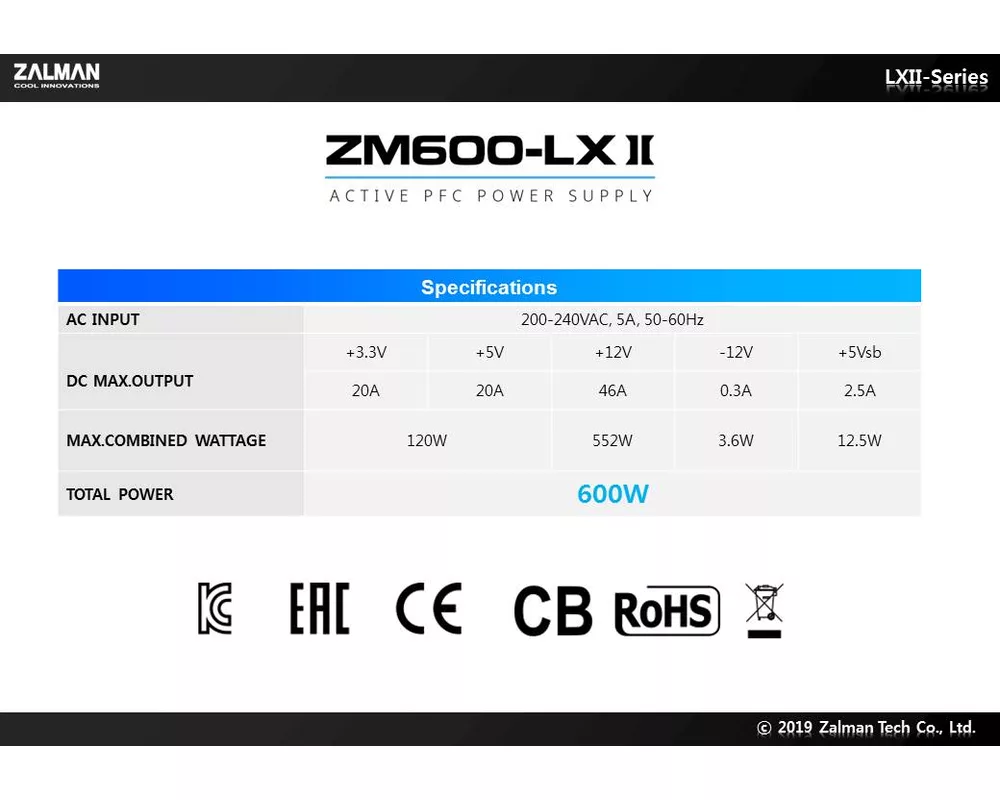 Захранване Zalman 600W APFC ZM600-LXII 7