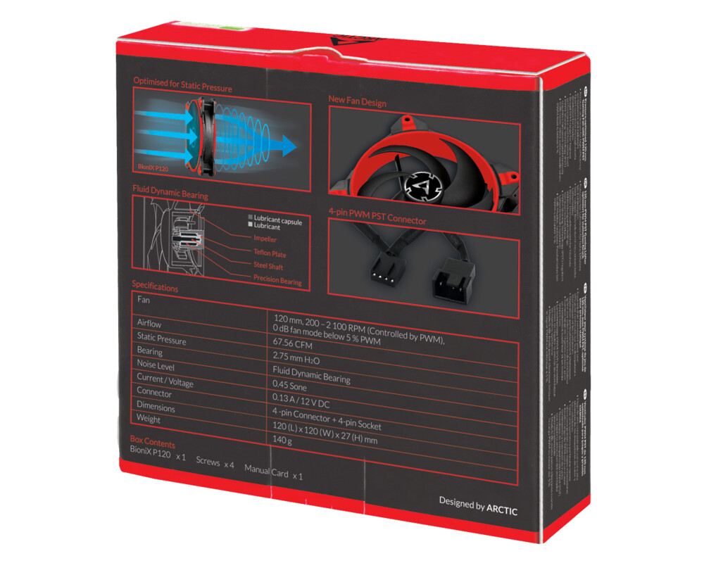 Вентилатор Arctic 120mm - BioniX P120 PWM PST - Red 7