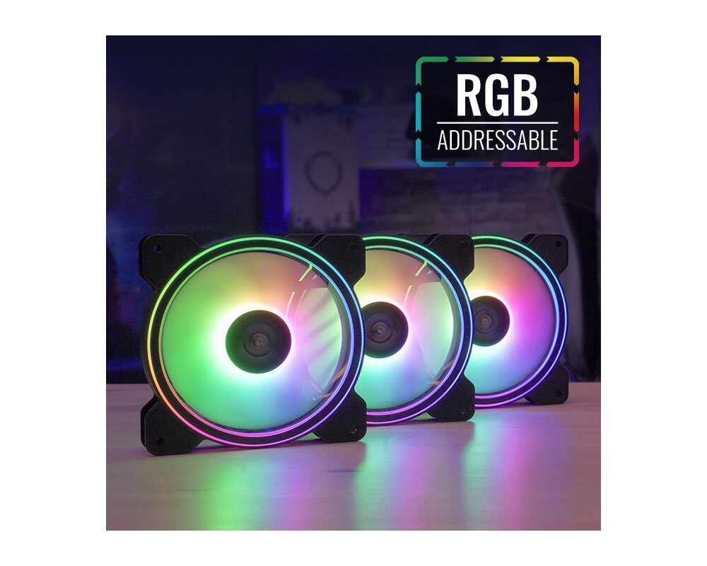 Вентилатор AeroCool комплект вентилатори Pack 3-in-1 3x120mm - Saturn 12F ARGB Pro - Addressable RGB with Hub 3
