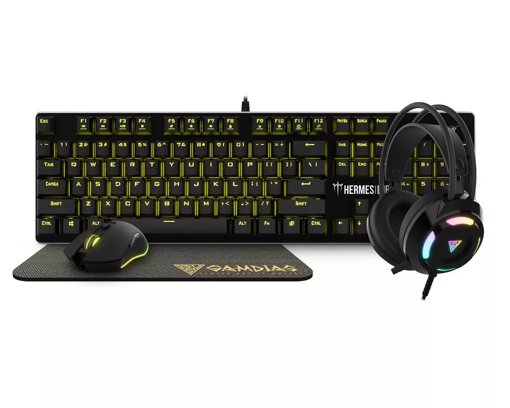 Клавиатура Gamdias Геймърски комплект Gaming COMBO Mechanical HERMES E1B 4-in-1 - Keyboard 2