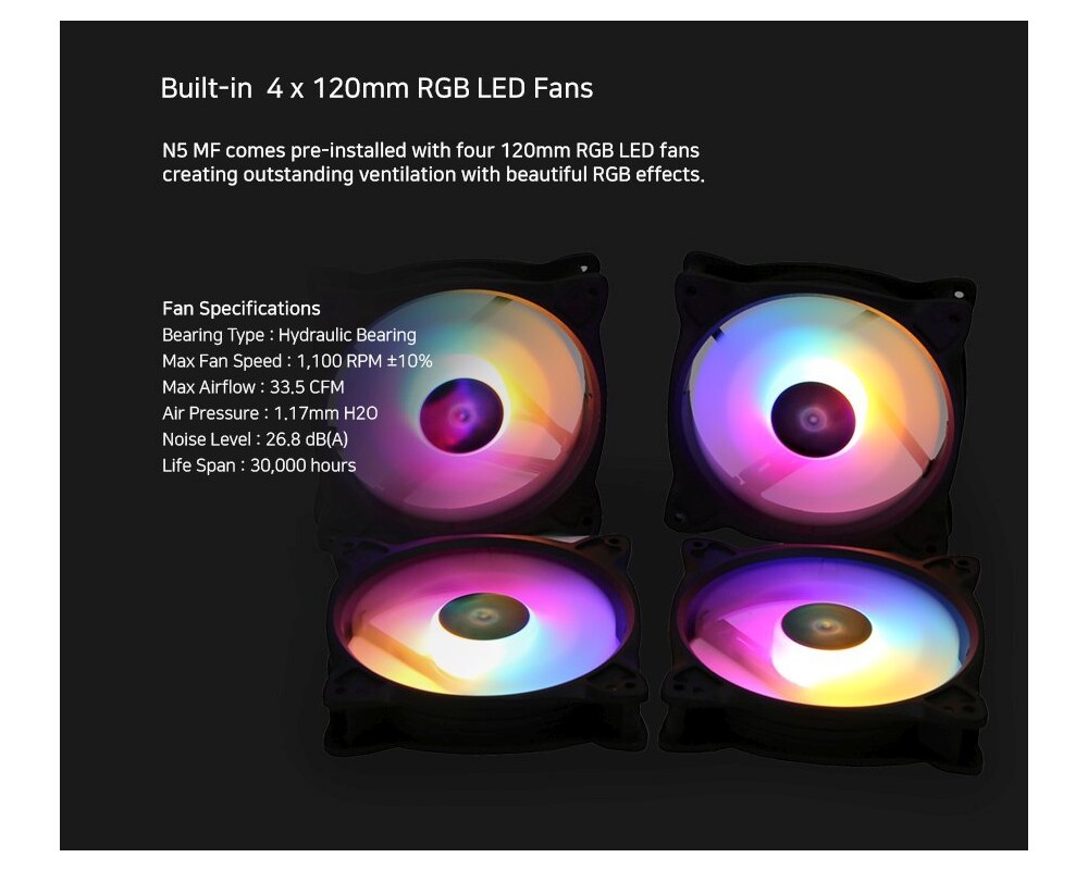 Кутия Zalman N5 MF ATX Mid Tower с 4x120мм RGB вентилатора 4