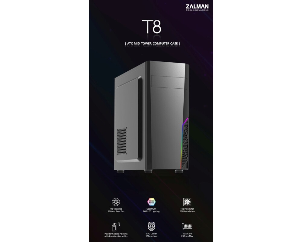 Кутия Zalman T8 RGB, Mid Tower 2