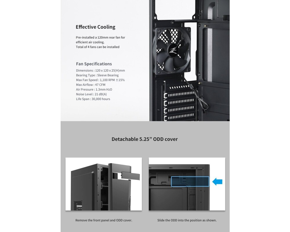 Кутия Zalman T8 RGB, Mid Tower 5