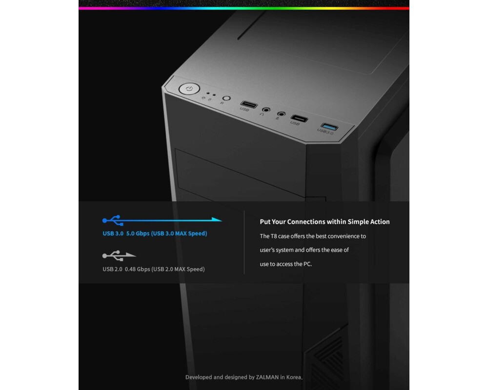 Кутия Zalman T8 RGB, Mid Tower 4