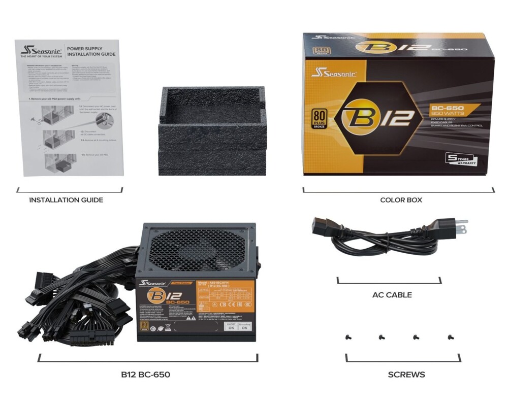 Захранване 650W Seasonic B12-BC-650 80 PLUS Bronze 10