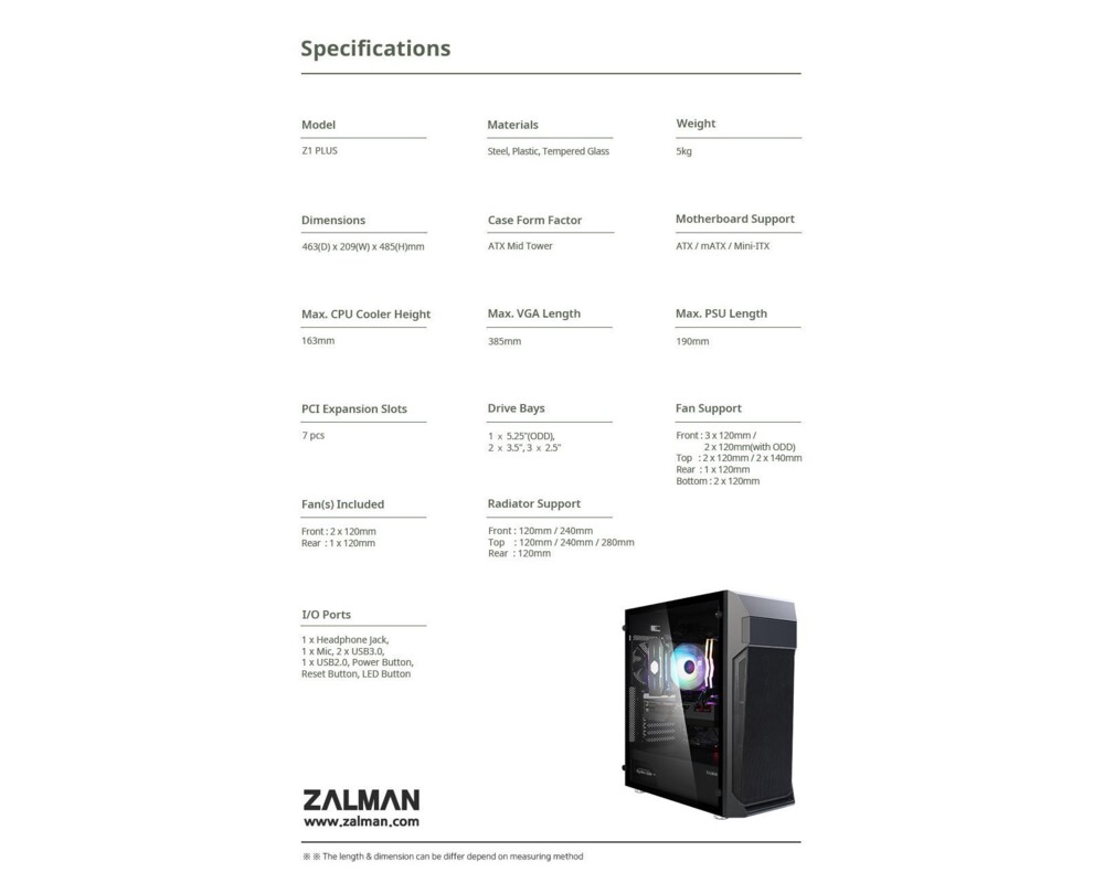 Кутия Zalman ATX - Z1 PLUS 16