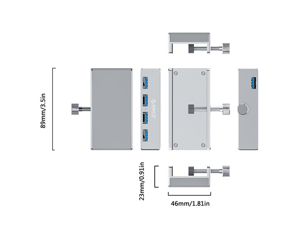 USB хъб Алуминиев USB 3.0 хъб Orico MH4PU-SV-BP 16