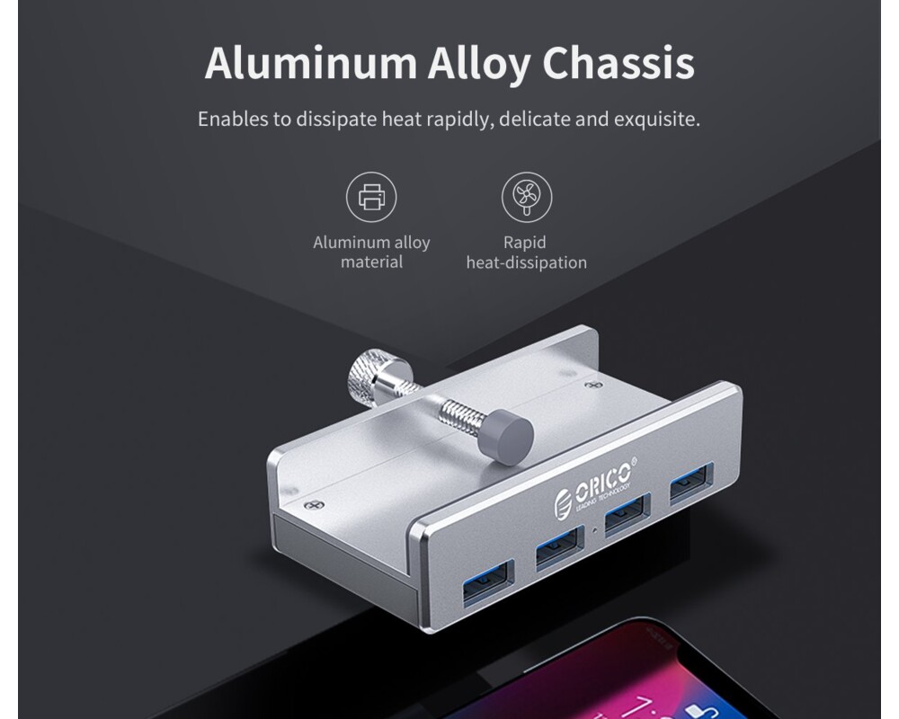 USB хъб Алуминиев USB 3.0 хъб Orico MH4PU-SV-BP 24