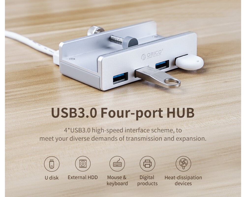 USB хъб Алуминиев USB 3.0 хъб Orico MH4PU-SV-BP 21