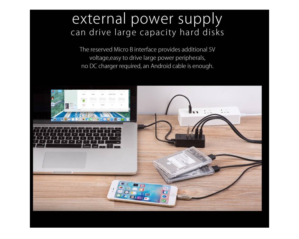 USB хъб 4-портов USB 3.0 хъб Orico W5P-U3-100-BK-PRO 1 м кабел 9