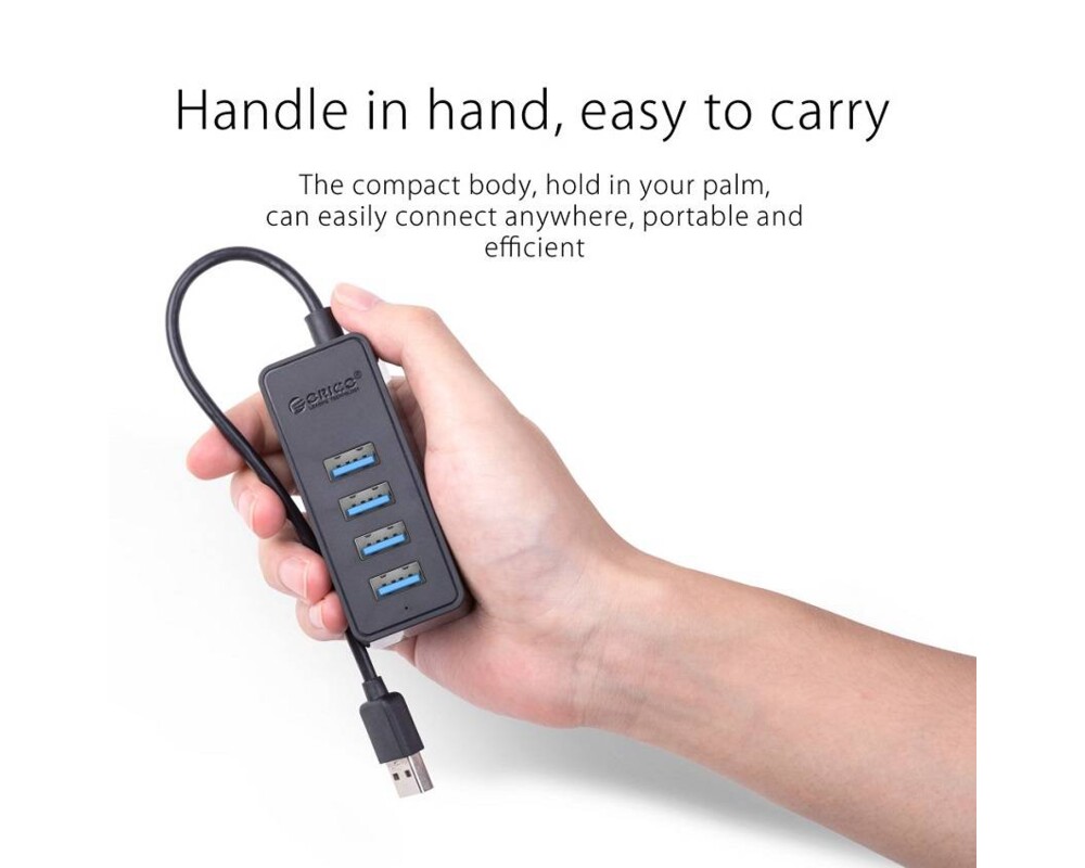 USB хъб 4-портов USB 3.0 хъб Orico W5P-U3-100-BK-PRO 1 м кабел 10