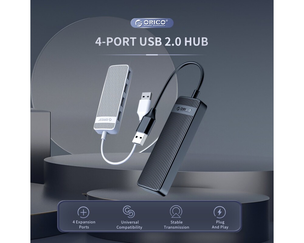 USB хъб Orico USB2.0 HUB 4 port Black - FL02-BK 4
