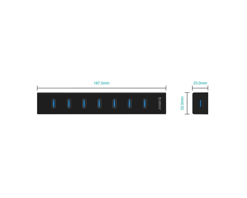 USB хъб Orico USB3.0 HUB 7 port Black - H7013-U3... 5