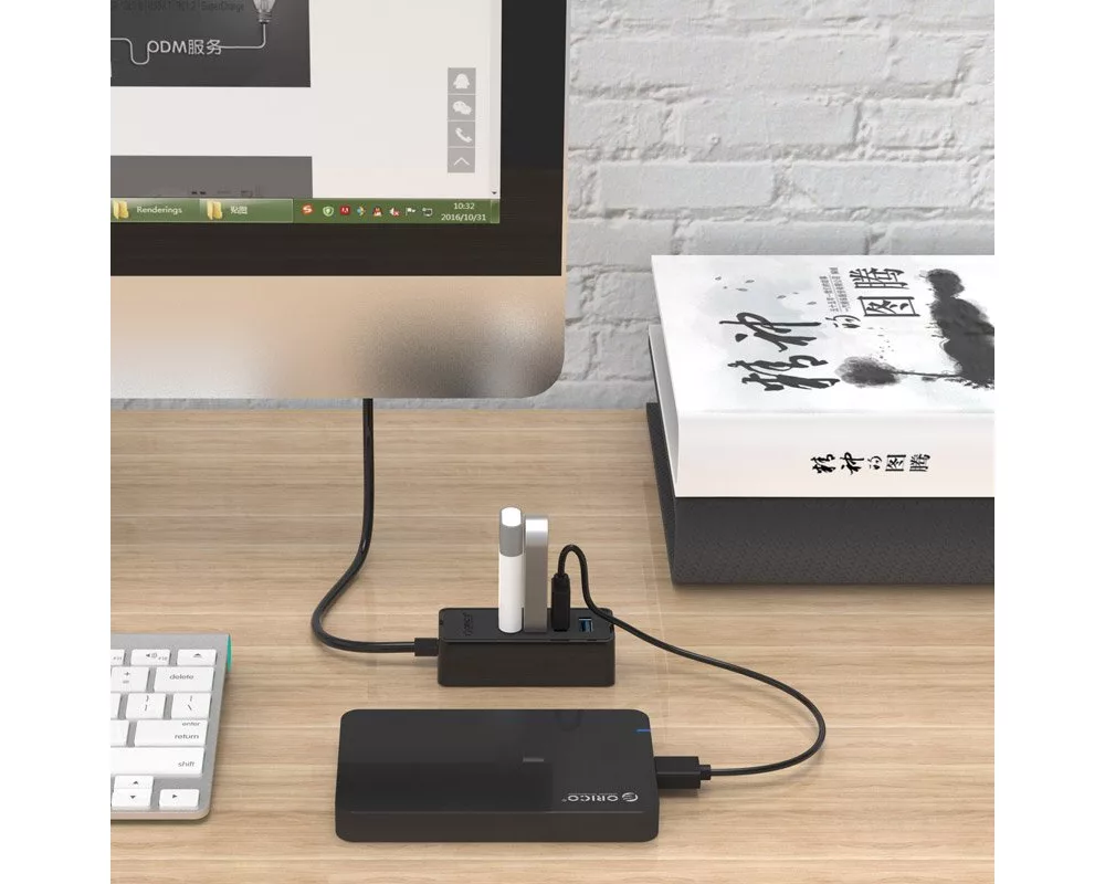 USB хъб Orico USB3.0 HUB 4 port - USB/Micro USB input 5