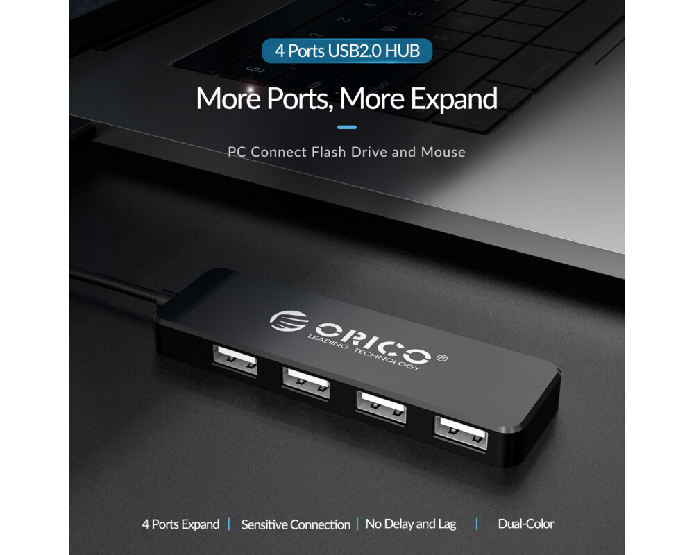 USB хъб Orico USB2.0 HUB 4 port Black - FL01-BK 6