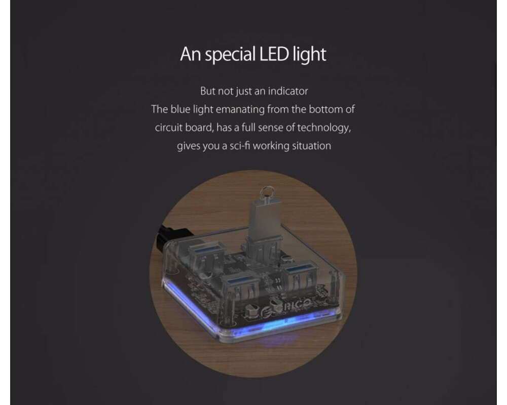 USB хъб Orico USB3.0 HUB 4 port transparent - MH... 9